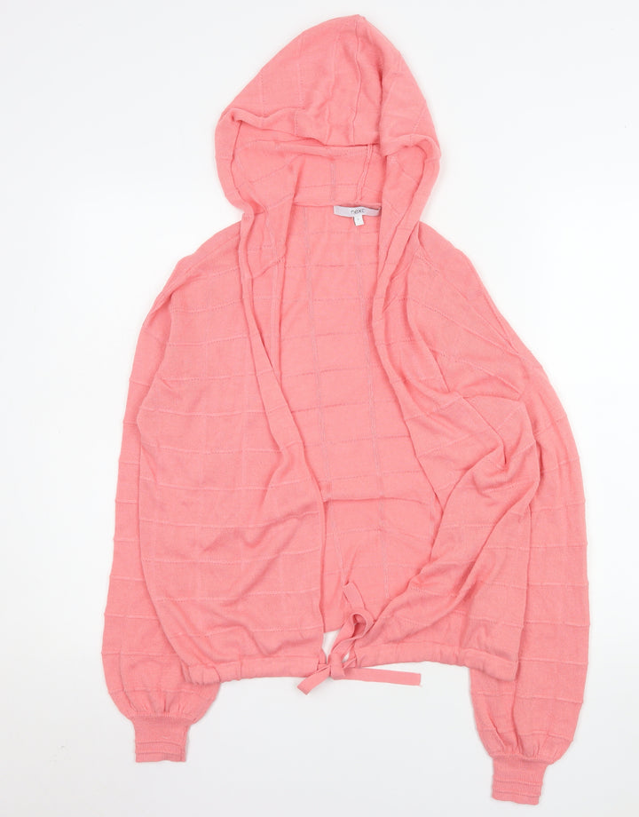 Next Womens Pink Hooded Lightweight Cardigan Size S Viscose Knit