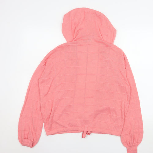 Next Womens Pink Hooded Lightweight Cardigan Size S Viscose Knit