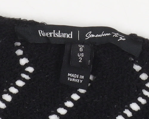 River Island Women’s Black V-Neck Knit Cardigan Size 6