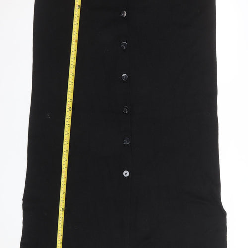 Country Casuals Women Black Wool Blend Midi Button Shirt Dress M