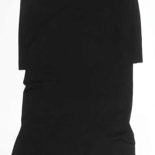 Country Casuals Women Black Wool Blend Midi Button Shirt Dress M