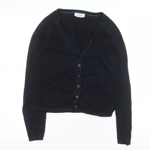 White Stuff Womens Black UK 8 V-Neck Button Cardigan 100% Cotton