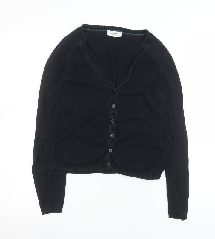 White Stuff Womens Black UK 8 V-Neck Button Cardigan 100% Cotton