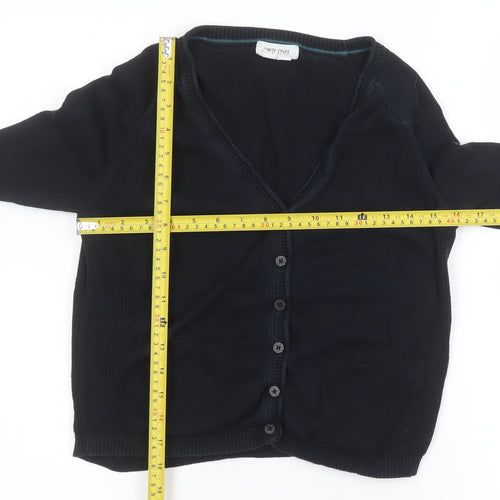 White Stuff Womens Black UK 8 V-Neck Button Cardigan 100% Cotton