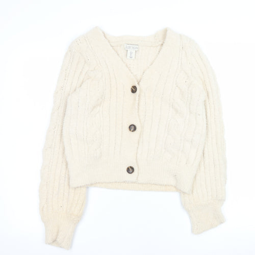 Ruby Moon Women’s Ivory Cable-Knit Button Cardigan Size S