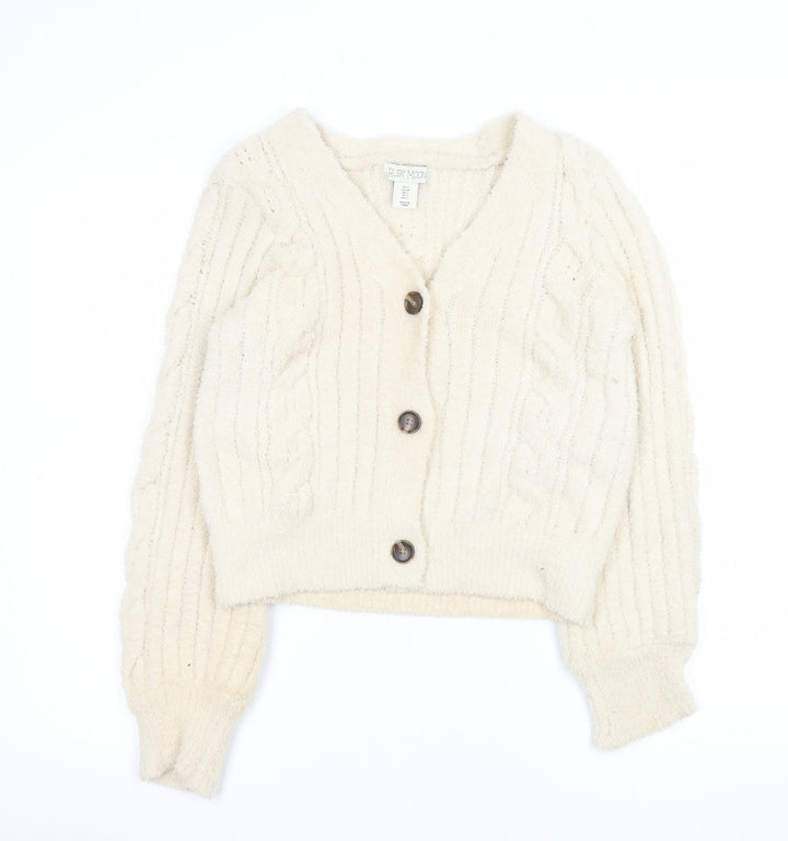 Ruby Moon Women’s Ivory Cable-Knit Button Cardigan Size S