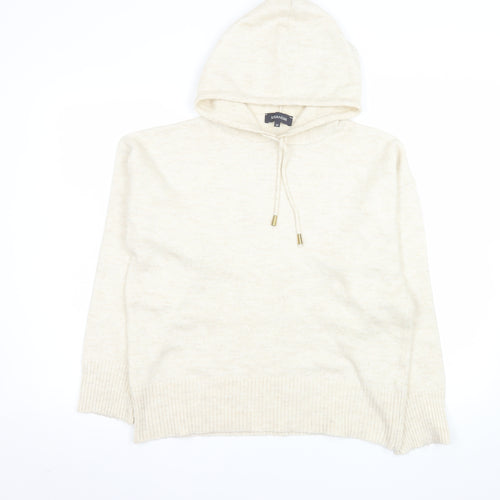 Sosandar Womens Beige Pullover Hoodie Size 14 Wool Blend