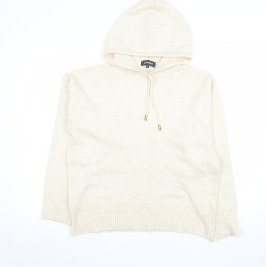 Sosandar Womens Beige Pullover Hoodie Size 14 Wool Blend