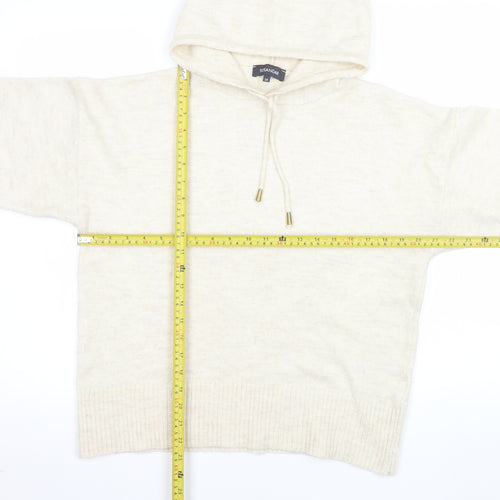 Sosandar Womens Beige Pullover Hoodie Size 14 Wool Blend