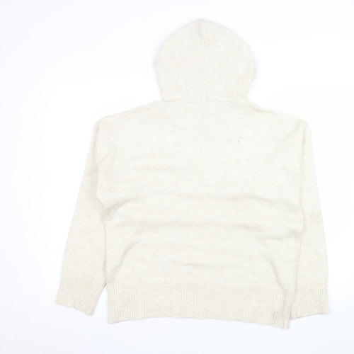 Sosandar Womens Beige Pullover Hoodie Size 14 Wool Blend