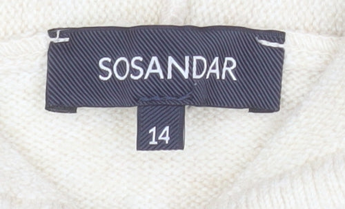 Sosandar Womens Beige Pullover Hoodie Size 14 Wool Blend