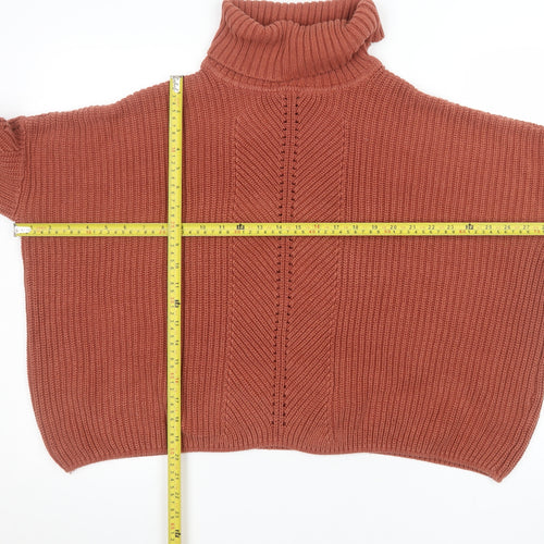 Miss Selfridge Women’s Brown Roll Neck Acrylic Jumper Size 12