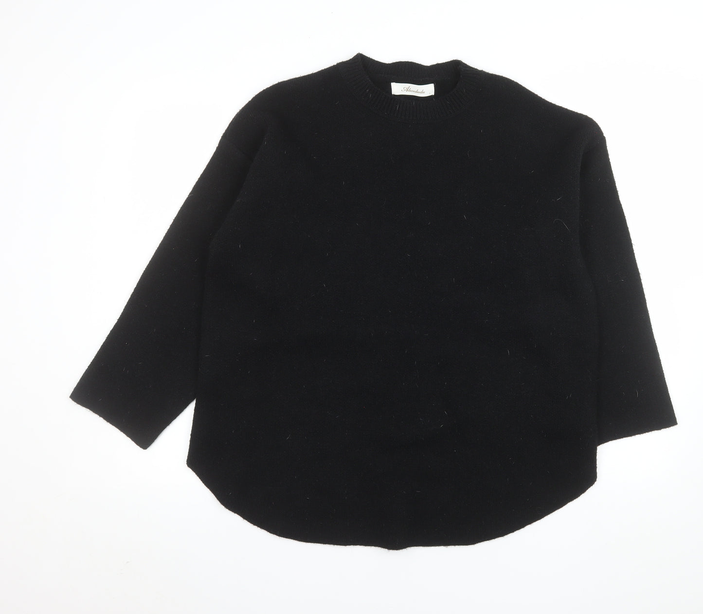 Alcedudu Women’s Black Crew Neck Knit Pullover Jumper Size L