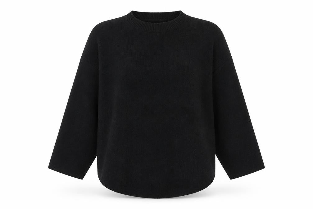Front view of Alcedudu Women’s Black Crew Neck Knit jumper, size L