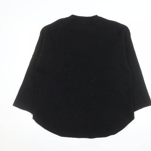 Alcedudu Women’s Black Crew Neck Knit Pullover Jumper Size L