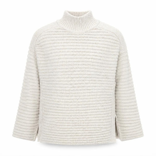 Front view of Marks & Spencer Men's Beige M Chunky Knit Mock Neck Jumper