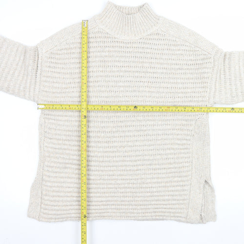 Marks and Spencer Men's Beige M Chunky Knit Mock Neck Jumper