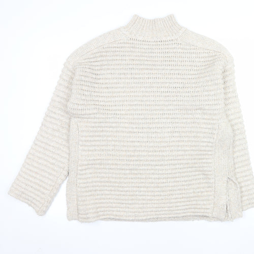 Marks and Spencer Men's Beige M Chunky Knit Mock Neck Jumper