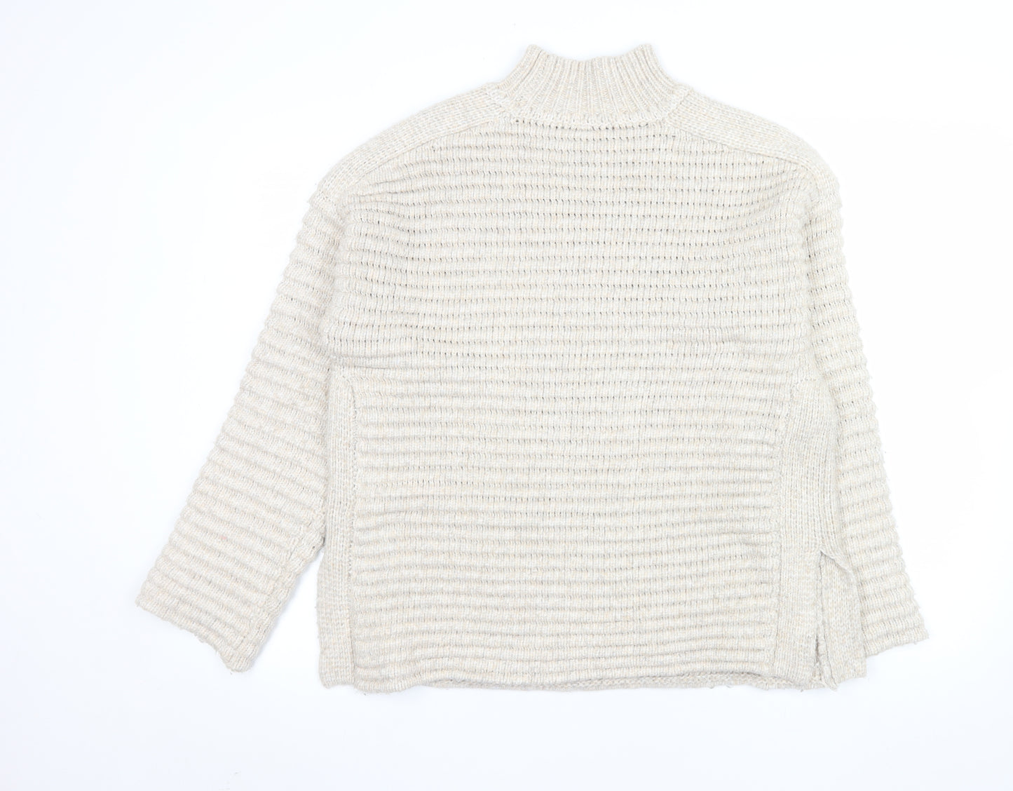 Marks and Spencer Men's Beige M Chunky Knit Mock Neck Jumper