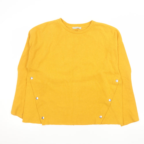 Zara Trafaluc Women Yellow Long Sleeve Pullover Sweatshirt Size 10