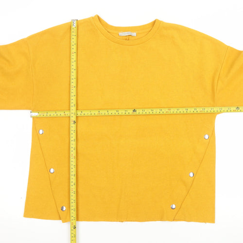 Zara Trafaluc Women Yellow Long Sleeve Pullover Sweatshirt Size 10
