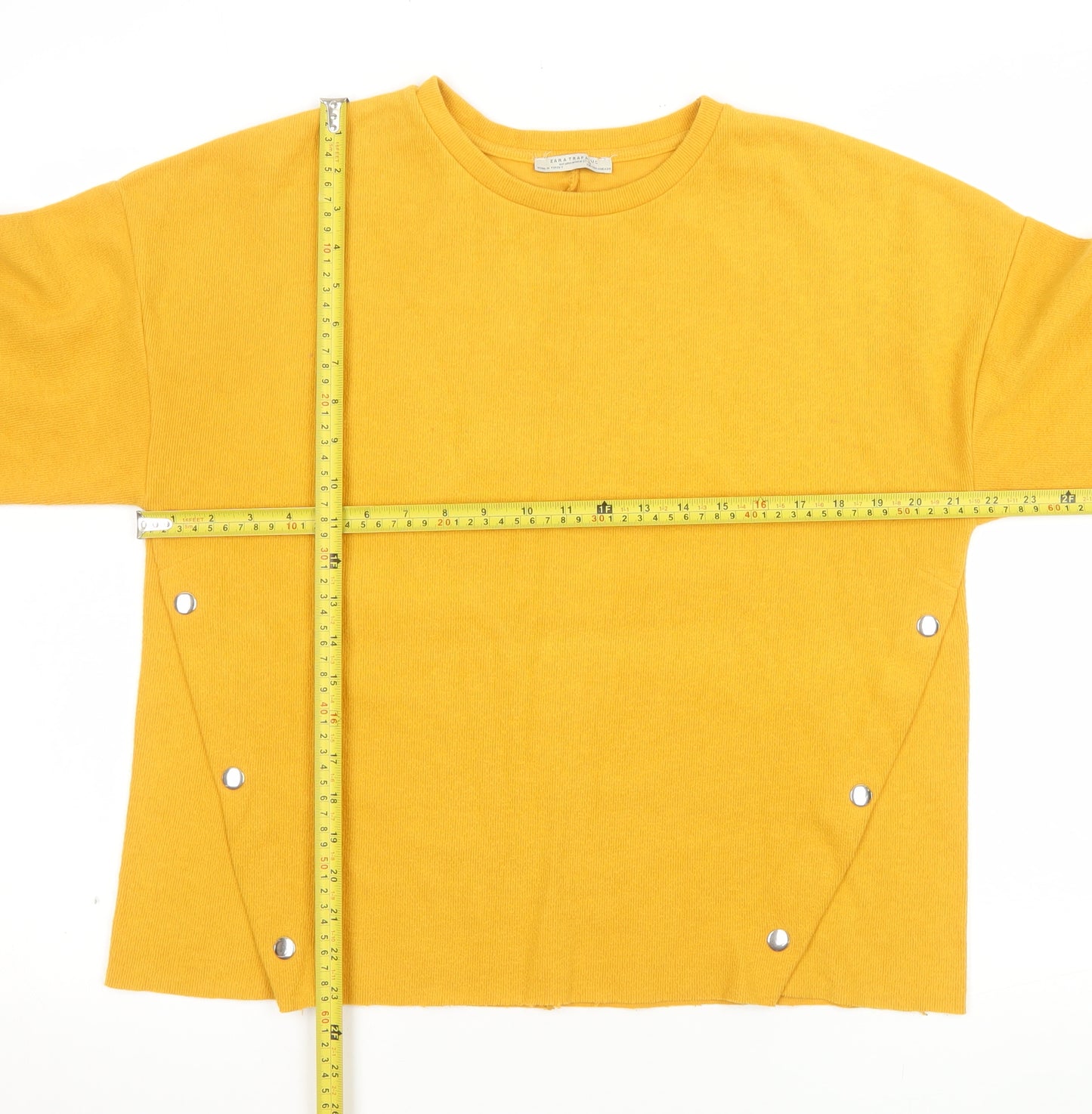 Zara Trafaluc Women Yellow Long Sleeve Pullover Sweatshirt Size 10