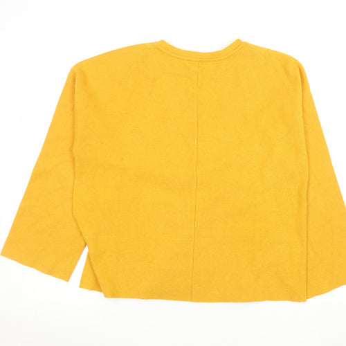 Zara Trafaluc Women Yellow Long Sleeve Pullover Sweatshirt Size 10