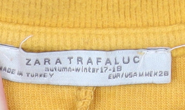 Zara Trafaluc Women Yellow Long Sleeve Pullover Sweatshirt Size 10