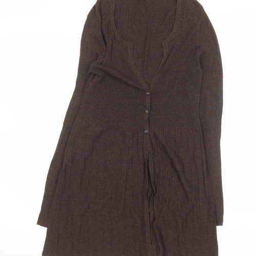 Monsoon Women Brown Wool Blend Knit Fit & Flare Dress UK 10