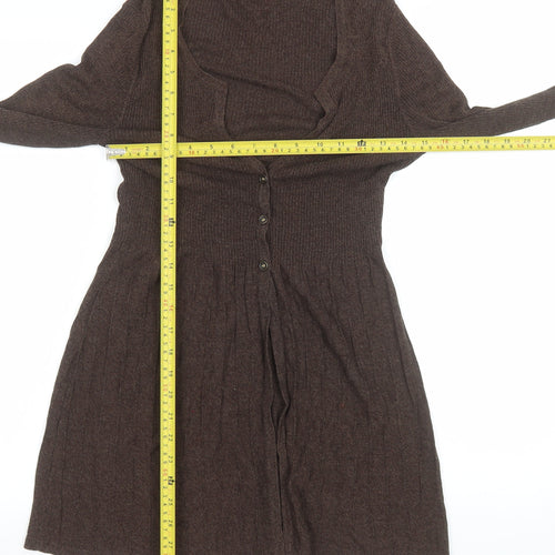 Monsoon Women Brown Wool Blend Knit Fit & Flare Dress UK 10