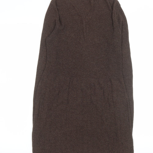 Monsoon Women Brown Wool Blend Knit Fit & Flare Dress UK 10