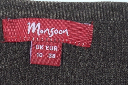 Monsoon Women Brown Wool Blend Knit Fit & Flare Dress UK 10