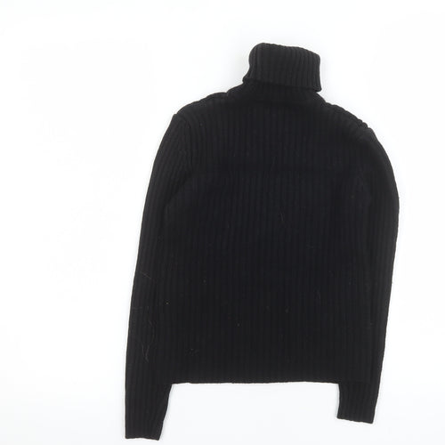 Hobbs Women's Black Wool Roll Neck Ribbed Jumper Size 14