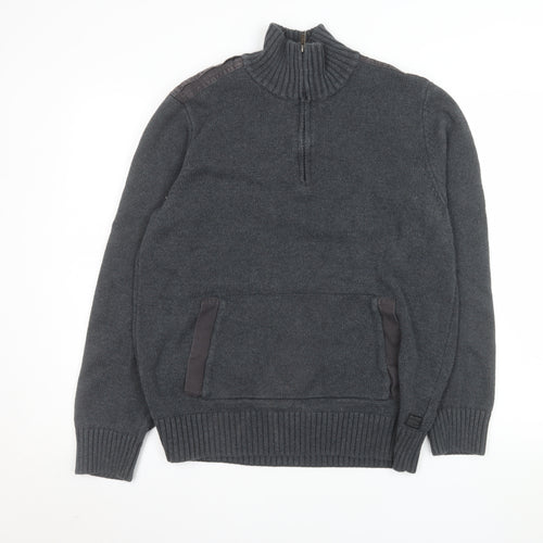 Firetrap Blackseal Men's Grey XL 1/2 Zip Knit Sweatshirt