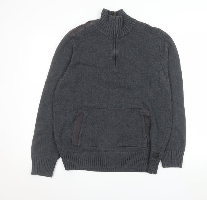 Firetrap Blackseal Men's Grey XL 1/2 Zip Knit Sweatshirt