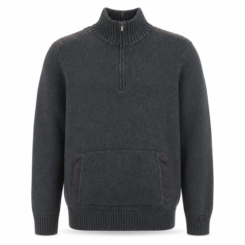 Front view of Firetrap Blackseal Men's Grey XL 1/2 Zip Knit Sweatshirt