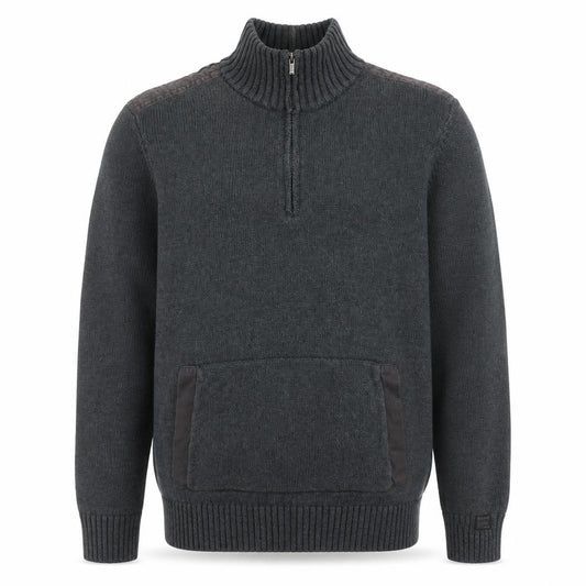 Front view of Firetrap Blackseal Men's Grey XL 1/2 Zip Knit Sweatshirt