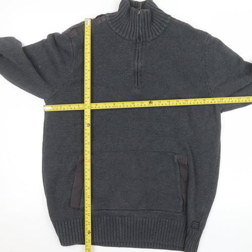 Firetrap Blackseal Men's Grey XL 1/2 Zip Knit Sweatshirt