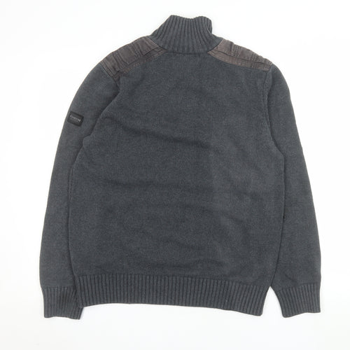 Firetrap Blackseal Men's Grey XL 1/2 Zip Knit Sweatshirt