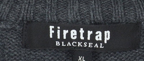 Firetrap Blackseal Men's Grey XL 1/2 Zip Knit Sweatshirt