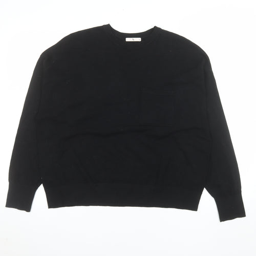 Tu Women Black Long Sleeve Crew Neck Pullover Jumper Size 16
