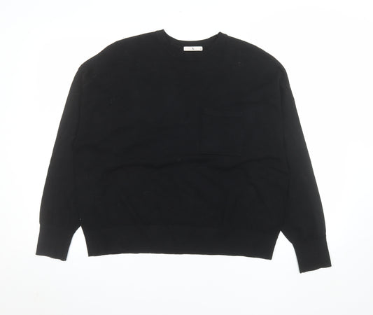 Tu Women Black Long Sleeve Crew Neck Pullover Jumper Size 16