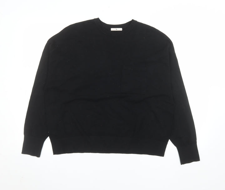 Tu Women Black Long Sleeve Crew Neck Pullover Jumper Size 16