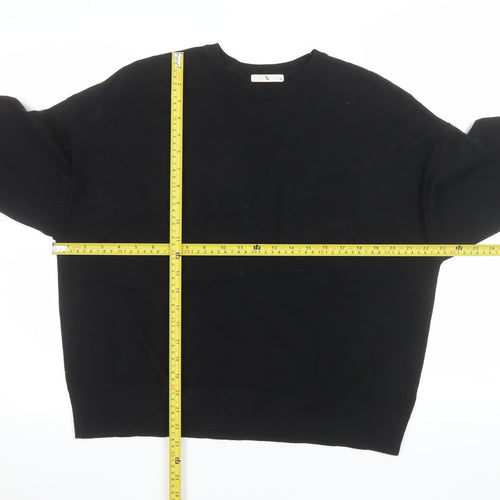 Tu Women Black Long Sleeve Crew Neck Pullover Jumper Size 16