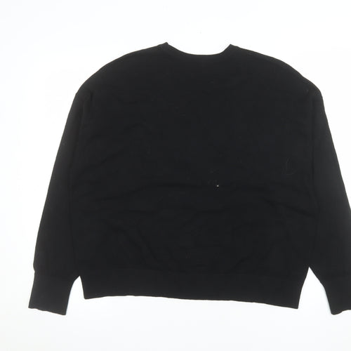 Tu Women Black Long Sleeve Crew Neck Pullover Jumper Size 16