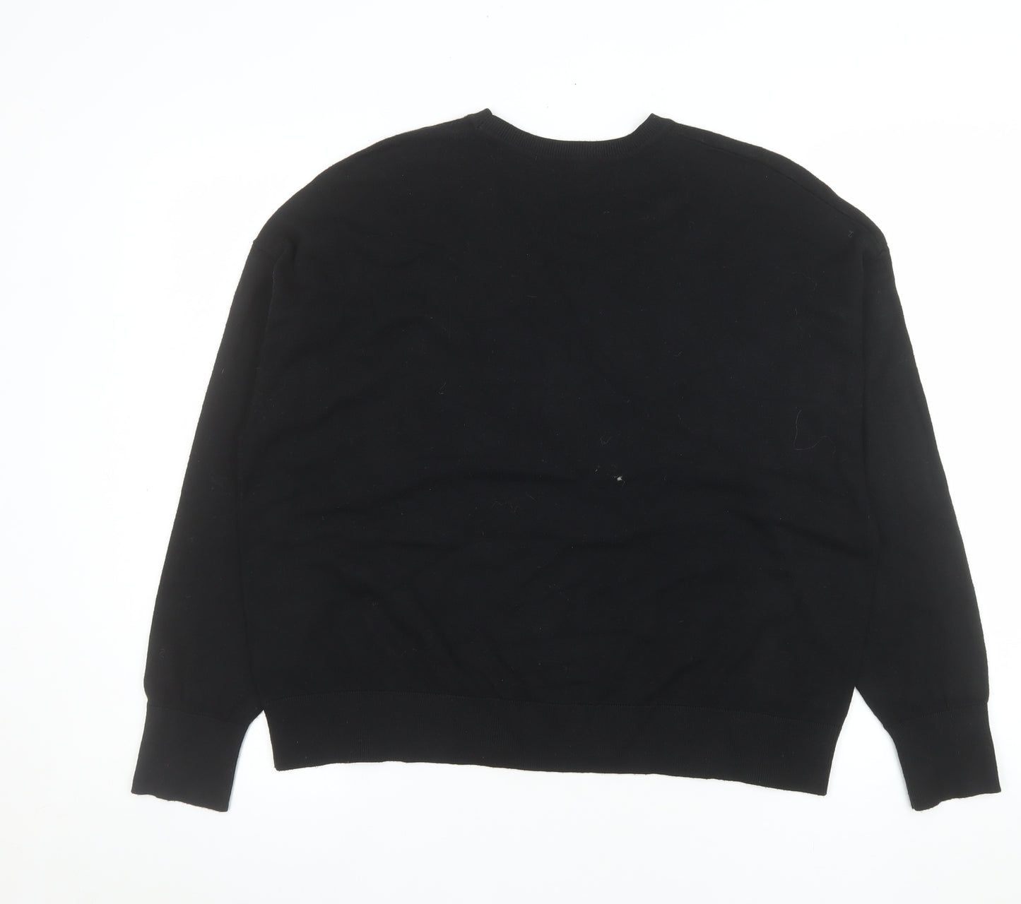 Tu Women Black Long Sleeve Crew Neck Pullover Jumper Size 16