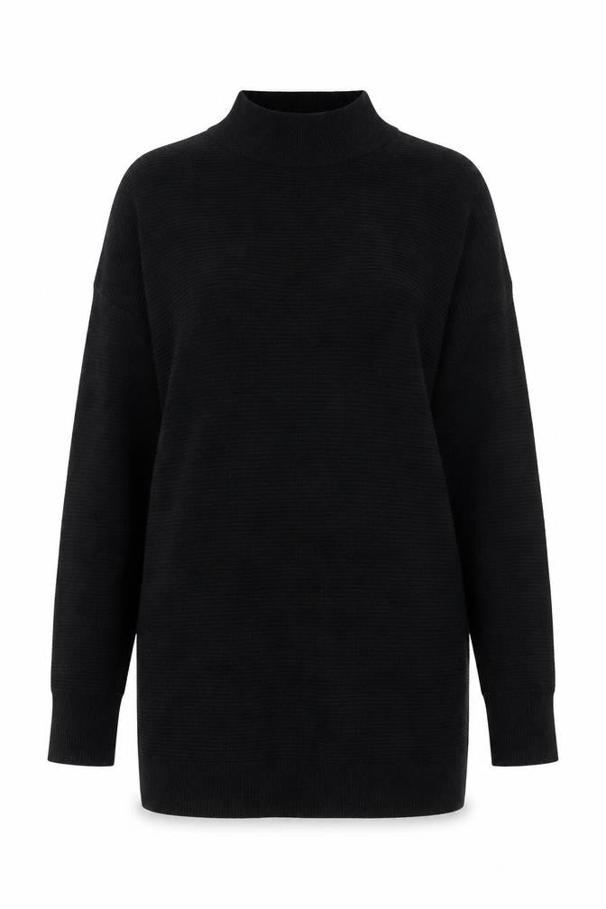 Front view of Editor's Cut Women's Black, size 12, Mock Neck Knit Top