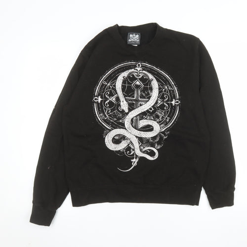 Gametee Men's Black Medium Gothic Snake Graphic Pullover Sweatshirt