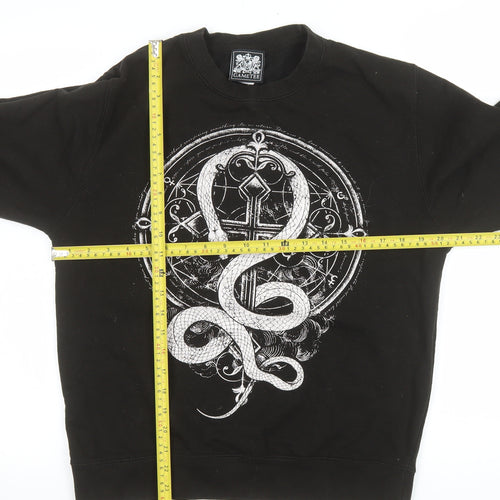 Gametee Men's Black Medium Gothic Snake Graphic Pullover Sweatshirt