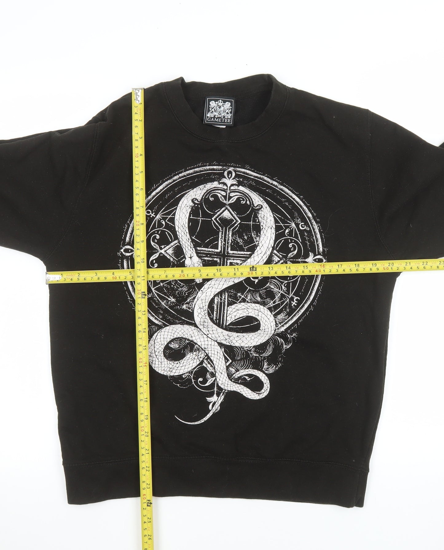 Gametee Men's Black Medium Gothic Snake Graphic Pullover Sweatshirt